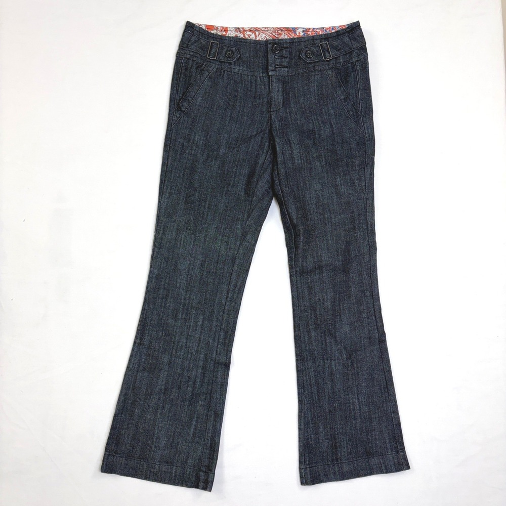 One 5ive Women Dark Wash Flare Leg Denim Jeans Size 8 Y2K 2000s Boho